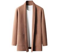 SWJGLITTR Men's Soft Knit Blazer Cardigan Notch Collar Knit Cardigans for Men Tall Big Lightweight Knitwear Coat, Caramel Color, 7XL