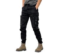 SWJGLITTR Men's Wild Cargo Pants Lightweight Baggy Regular Fit Trousers Cotton Casual Work Hiking Pants, Black 1, 36