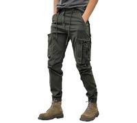 SWJGLITTR Men's Wild Cargo Pants Lightweight Baggy Regular Fit Trousers Cotton Casual Work Hiking Pants, Green 1-1, 34