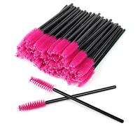 SWKJ 60 PCS Disposable Eyelash Brushes, Spoolies Eyebrow, Mascara Wands Applicator Lash Brushes Castor Oil Brush Cosmetic Makeup Tools (Rose Red)