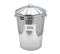 SWL 90L Galvanised Metal Dustbin with Lid - Heavy-Duty Anti-Rust Galvanised Steel Bin for Waste, Recycling, Garden Rubbish, Compost & Animal Feed Storage - Large Outdoor & Indoor Trash Bin