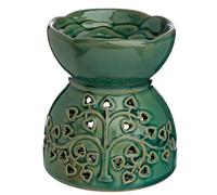 SWL Ceramic Oil & Wax Melt Burner | Essential Oil & Aroma Burner for Home Fragrance & Aromatherapy | Tealight Wax Melt Holder for Living Room, Bedroom & Gift Use (1, TREE PATTERN)