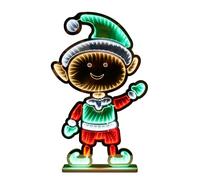 SWL Christmas Elf Infinity Light 60 cm - 3D LED Mirror Tunnel Decoration with Wooden Stand | Double-Sided Multicolour Optical Illusion Lamp | Mains Operated Indoor Table, Shelf & Windowsill Decor
