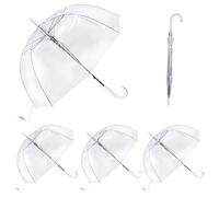 SWL Clear Dome Umbrella 32 Inch - Transparent PVC Canopy with White Trim & Crook Handle - Automatic Open Bubble Umbrella for Wedding, Bridal, Personalisation & Everyday Everyday Use (1)
