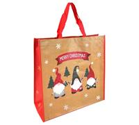 SWL Gonk Jumbo Square PP Woven Gift Bags 12 Pack - Extra-Large Reusable Christmas Bags with Festive Gnome Print | Durable Eco-Friendly Bags for Toys, Clothes, Hampers, Shopping & Holiday Gifting