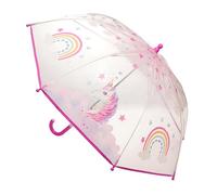 SWL Kids 3D Umbrella | Children’s Lightweight Stick Brolly with Manual Open & Close | 45 cm 8-Panel Waterproof Canopy | Plastic J Handle | 190T Taslon Fabric (Clear Rainbow Unicorn)