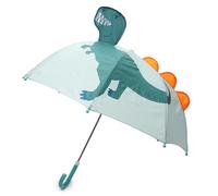 SWL Kids 3D Umbrella | Children’s Lightweight Stick Brolly with Manual Open & Close | 45 cm 8-Panel Waterproof Canopy | Plastic J Handle | 190T Taslon Fabric (GREEN DINO)