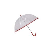 SWL Kids Clear Bubble Dome Umbrella - See Through Transparent PVC Brolly with Crook Handle | Lightweight, Safe & Durable Rain Cover for Children | Perfect for School, Travel & Outdoor Events (Red)