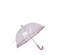 SWL Kids Transparent Dome Umbrella - Clear PVC Brolly with Crook Handle | Lightweight, Safe & Durable Rain Cover for Children | Perfect for School, Travel, and Outdoor Events (Pink)