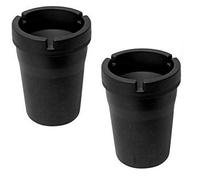 SWL Small Bucket Ashtray, Pack of 2 - Black Plastic, Ideal for Outdoor or Car Vehicle Use