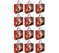 SWL Traditional Santa Jumbo Square PP Woven Bag 12 Pack - Extra Large Reusable Christmas Bag with Zip & Handles | Classic Festive Design for Toys, Hampers & Holiday Gifting