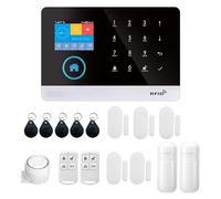 Swokely 433MHz Wireless WIFI + GSM Auto-dial Alarm Security System LCD Display Door Sensor Remote Control Compatible with Alexa Home Voice Control Smart Home Burglar Security Alarm System