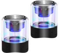 Swokely MK-22 1 Pair Magnetic Wireless Speaker with Lights Portable Sound Box Transparent Luminous Subwoofer Music Sync with HD Microphone USB Rechargeable