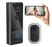 Swokely Smart WiFi Video Doorbell Camera, Wireless Doorbell Video Intercom with PIR WakeUp 1280x720 Night Vision Two Ways Audio IP65 Water Proof for Home Security, Black
