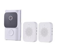 Swokely WiFi Smart Doorbell Ring Door Camera with 2 Dingdong Chime TY App Control Infrared Night Viewing Rechargeable Video Intercom Doorbell 2-Way Audio for Villa Home Office Apartment Door Use