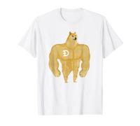 Swole Doge Shiba Workout Funny Dogecoin Crypto Buff Dog Meme Value Graphic T-Shirt, Men, White, S