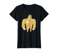 Swole Doge Shiba Workout Funny Dogecoin Crypto Buff Dog Meme Value Graphic T-Shirt, Women, Black, S