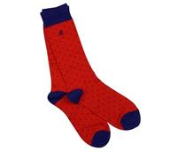 Swole Panda Bamboo Red Socks Comfort Cuff UK7-11 - Blue Spotted