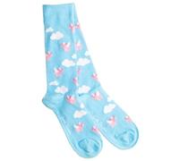 Swole Panda Bamboo Socks Sky Blue with Flying Pigs Design - UK 7-11