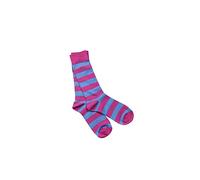 Swole Panda Bamboo Socks UK 4-7 - Pink Light Blue Striped Womens Socks