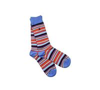Swole Panda Bamboo Socks UK 7-11 - Blue & Red Narrow Stripped Mens Socks