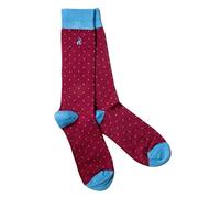 Swole Panda Bamboo Socks UK7-11 - Spotted Burgundy & Blue Mens Socks
