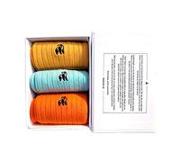 Swole Panda | Luxury Super Soft Bamboo Socks For Women | Size 4-7 | 3 Pack Yellow, Blue & Orange Gift Box