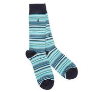 Swole Panda Navy And Blue Narrow Striped Bamboo Socks - UK 7-11