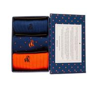 Swole Panda Orange And Blue Sock Box - 3 Pairs Of Bamboo Socks (his) - L (36-42" / 91-107cm)