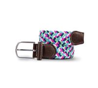 SWOLE PANDA Recycled Woven Adjustable Unisex Elasticated Stretch Belt - Bright Multicolor Zigzag Weave (Medium: 30-34" (76-86cm))