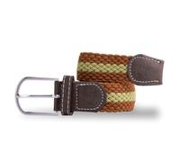 SWOLE PANDA Recycled Woven Adjustable Unisex Elasticated Stretch Belt - Brown/Khaki Stripe