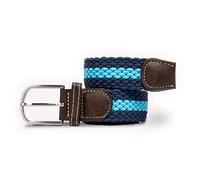 SWOLE PANDA Unisex Recycled Woven Belt, Elastic Belt for Men and Women, Belt Buckle Stretch Woven Belt - Sky Blue Stripe