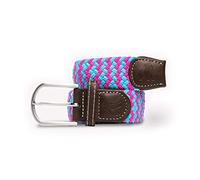 SWOLE PANDA Unisex Recycled Woven Belt, Elastic Belt for Men and Women, Belt Buckle Stretch Woven Belt - Blue/Pink Zigzag