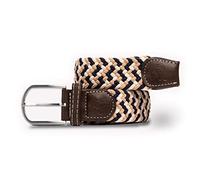 SWOLE PANDA Unisex Recycled Woven Belt, Elastic Belt for Men and Women, Navy/Beige Zigzag