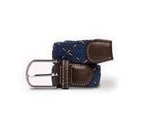SWOLE PANDA Unisex Recycled Woven Belt - Elastic Stretch Belt with Navy & Orange Dot Pattern