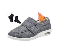 Swollen Feet Diabetic Foot Shoes, Men's Winter Warm Elderly Width Fasciitis Adjustable Diabetic Edema Shoes, Non-Slip Fattening and Widening Surgery Recovery, for Arthritis, Edema(Grey,11.5 UK)