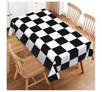 Swono Chess Board 52"X70" Oblong Table Cloth Geometric Black and White Checker Board Wrinkle Free Table Cover Farmhouse Tablecloth for Home Restaurant Picnic Indoor Outdoor Dining
