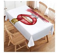 Swono Decorative Rectangle Table Cloth Sexy Lips, Lip Rouge On A Bad Day There Lipstick Polyester Tablecloth Kitchen Table Cover for Dining BBQ Picnic Coffee Table 50x72, 4-6 Seats