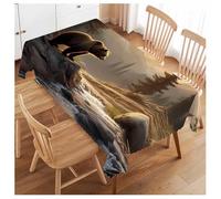 Swono Grizzly Bear Tablecloths Animal Bear Brook Canyon Forest Mountain Nature Kitchen Dinning Tabletop Decoration, Polyester Table Cover for Indoor Outdoor 50x72 Inch Tablecloth