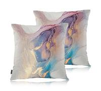 Swono Marble Throw Pillow Case, Luxury Pink Gold Marble Square Home Decorative Cushion Cover for 18 X 18 Inches Pillow Covers, Swirl Waves Marble 2 Pack Pillowcases for Bedroom Office Dorm Couch