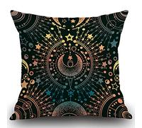 Swono Moon & Star Alchemy Magical Astrology Burlap Throw Pillow Case Cushion Cover Couch Sofa Decorative Square 18x18 inches