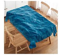 Swono Ocean Waves Table Covers 52x70 Inch Tropical Blue Ocean Waves Seawater Flow Wipeable Tablecloth Kitchen Dinning Tabletop Decoration, Table Cloth for Outdoor and Indoor Use