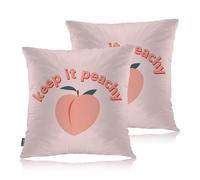 Swono Peach Throws Pillows Covers for Couch, Keep It Peachy Decorative Pillow Cases for Men Women, Peach Pink Comfortable Pillow Cushion Cover Pack of 2 18"X18" for Home Sofa Bed