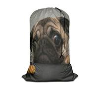 Swono Pug Dog Laundry Basket Clothes Hamper Bag Cute Puppy Stay In Jeans Collapsible Durable Dirty Clothes Storage Laundry Organizer, Oxford Cloth Machine Washable, Black