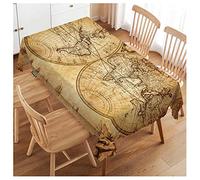 Swono Rectangle Tablecloth World Map Table Cover 52x70 Inch Vintage World Map Earth Global Geography Table Cloth for Rectangle Tables Decorative Tablecloth for Dining Party Camping BBQ