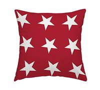 Swono White Star Throw Pillow Cover Abstrat USA Star Design on The Red Background Decorative Pillow Case Home Decor Square 16x16 Inches Pillowcase