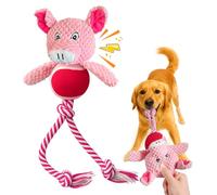 Swooflia Durable Squeaky Dog Toy - Interactive Plush Cute Pig with Rope Legs, Teeth Cleaning Tug Toy for Small Medium and Large Dogs, Puppy Chew Toy for Training and Play