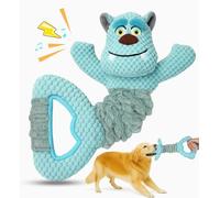 Swooflia Tug of War Dog Toy-Squeaky Plush Toy for Medium Large Breed Dogs to Keep Them Busy, Interactive Crinkle Doggie Toys, Cute Monster with Soft Long Pull Handle