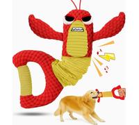 Swooflia Tug of War Dog Toy-Squeaky Plush Toy for Medium Large Breed Dogs to Keep Them Busy, Interactive Crinkle Doggie Toys, Cute Lobster with Soft Long Pull Handle