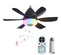 Swoolfe Ceiling Fans with Lights and Remote,32W RGB Ceiling Fans with Lights, LED Ceiling Lights for Bedroom, 47CM Infinite Dimming Fan Light,Equipped with Bluetooth Speaker (Black)